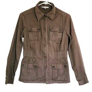 Cabi Aviator Brown Jacket Women Small Cargo Zip Up Transitional Trendy Fall Coat